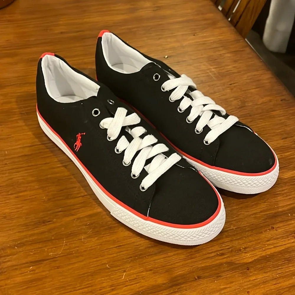 Polo Ralph Lauren Ballards Shoes Sneakers boat new black red Mens Size 10